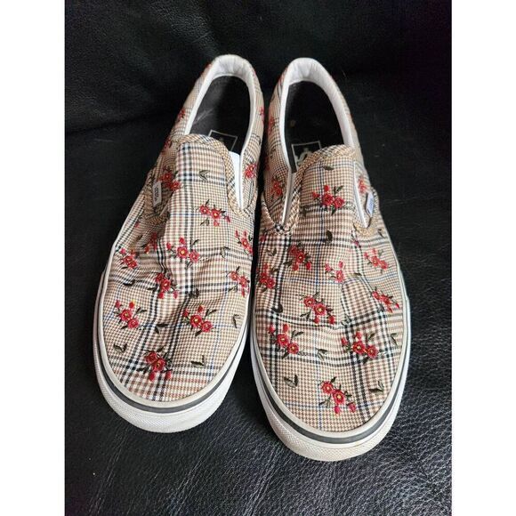 Vans Glen Plaid Floral Embroidered Slip-On 9 Men's/10.5 Women's - Picture 1 of 8